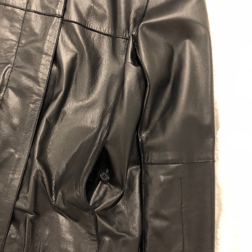 Max Studio 100% black leather jacket - Picture 3 of 5